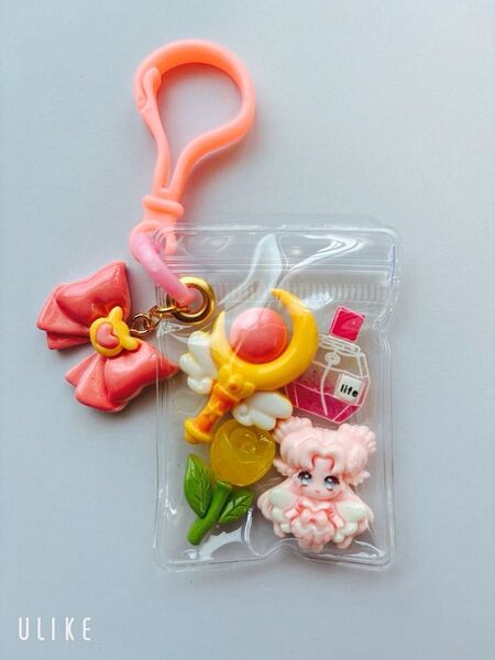 ガチャ詰めポーチ風☆月とうさぎ313☆キャンディバックキーホルダー