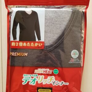 新品☆ファイバーヒート長袖V首インナー♪サイズ M しまむら 肌着 下着