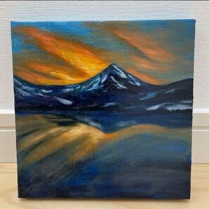 油絵 風景画 山 海 湖 ミニキャンバス インテリア 原画 真作