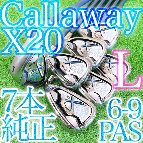セ11★Callaway キャロウェイ X20 レディースアイアン7本セット Lフレックス エックス 初心者 女性用 純正カーボン
