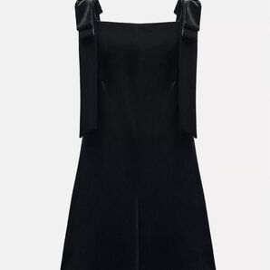 ZARA リボン付きベルベットワンピース Lサイズ