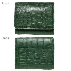 S13 本物 クロコダイル 3つ折り財布 三つ折り財布 新品 未使用 高級 メンズ レディース 人気 ブランド 緑色