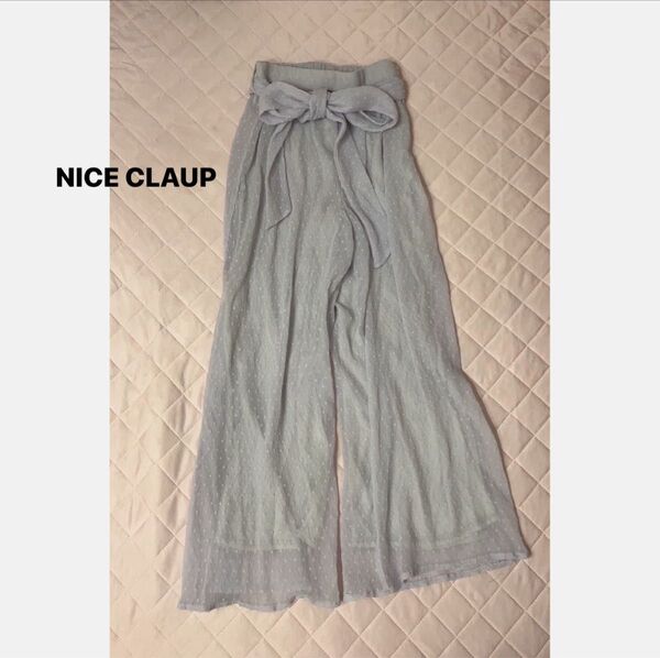 NICE CLAUP☆シフォンワイドパンツ ラベンダー