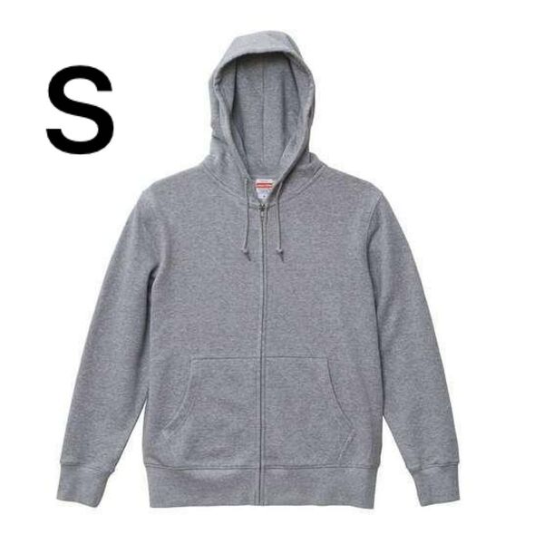 新品 フルジップ パーカー Gray グレー 綿100% フーディー 無地 ユナイテッドアスレ S