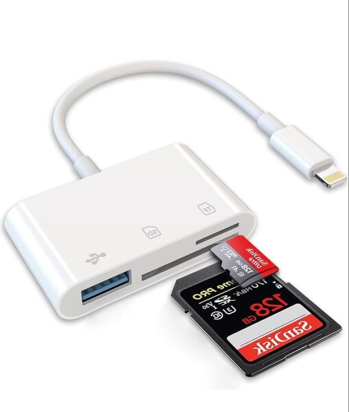 iPhone SDカードリーダー 3 in 1 USB/SD/TF変換アダプタ 設定不要 写真/ビデオ