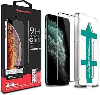 KAPAVER Apple iPhone11Pro Max用スクリーンプロテクター 端から端まで全画面カバー ブラック
