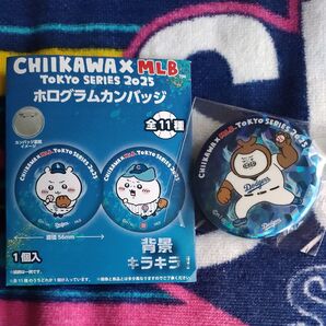 未使用品 ◆ ちいかわ MLB ホログラム カンバッジ カブトムシ ◆ キラキラ 東京シリーズ 2025 コラボ 擬態型