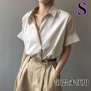 無地 ラップブラウス ドロップショルダー 半袖シャツ S シャツ トップス ブラウス