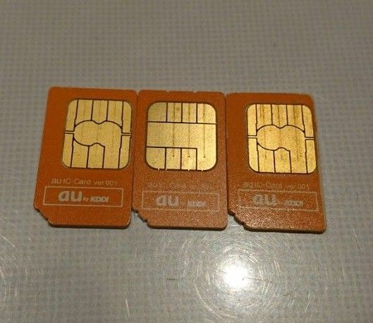 auエーユー 通常 SIMカード 3枚セット 番号表示確認済