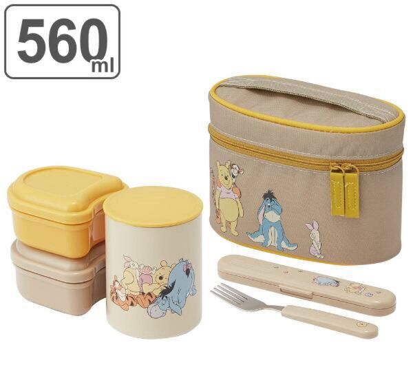 【新品】保温ジャー付ランチボックス 560ml フォークケース付/ プーさん ディズニー 保温弁当箱