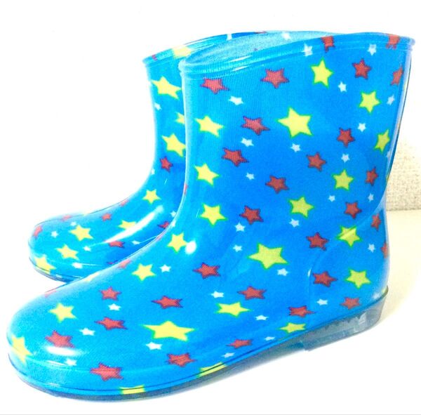 【新品】レインブーツ/16㎝ 《ブルー・星柄》 キッズ 長靴 子供用長靴