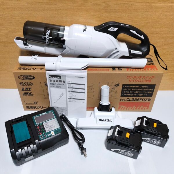 ホワイト 液晶充電器 マキタ 18V 充電式クリーナ サイクロン CL