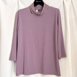 【アッシュイデアル/しまむら】プリーツタートル七分袖カットソー/七分袖Tシャツ