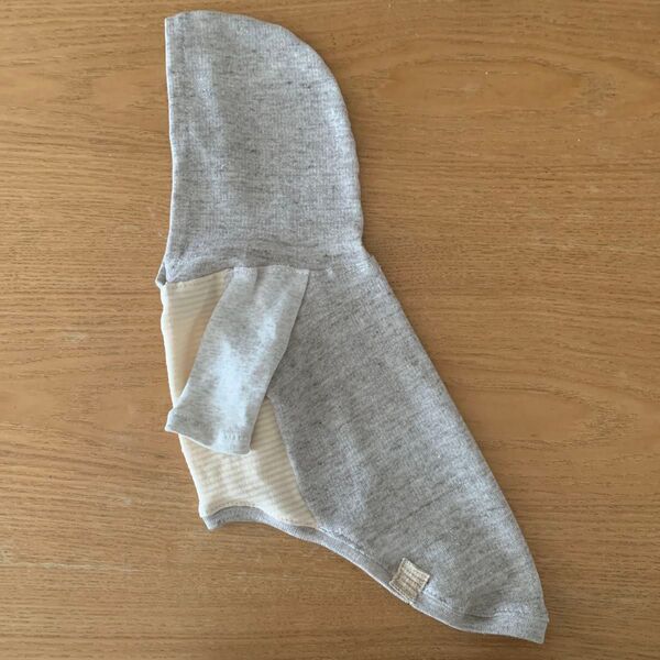 ハンドメイド フード付きラグラン size L オートミール淡イエロー杢ライトグレー淡色系 犬服 ペット服