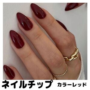 ネイルチップ赤レッドシンプルワンカラー