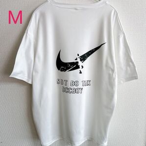 韓国ファッション バッグプリント ビッグロゴ Tシャツ ホワイト 白