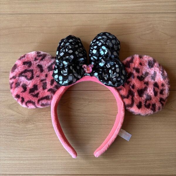 ディズニー ミニーマウス カチューシャ ピンク ヒョウ柄