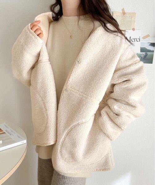 クラシカルエルフ ボアコート アイボリー XL