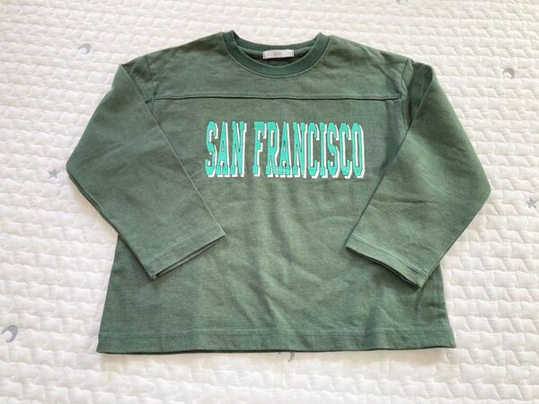 韓国子供服 OUR キッズ 長袖Tシャツ ロンT トップス グリーン 100cm
