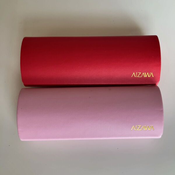 【未使用】【訳あり】AIZAWAメガネケース 赤 ピンク 2個セット