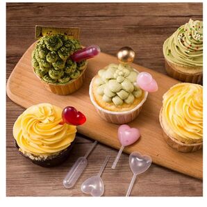 4ミリリットルカップケーキピペット使い捨てプラスチック転送ピペットイチゴ、カップケーキ、チョコレート用透明液体ドロッパー5種類