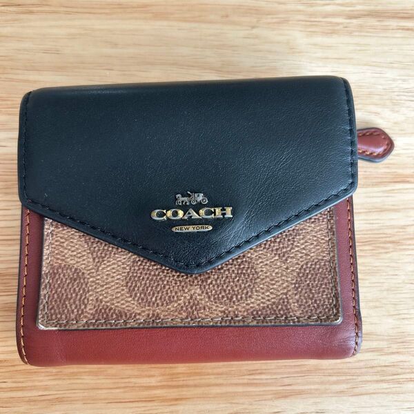 COACH 三つ折り財布 黒/茶/ワインレッド コーチ 三つ折り 財布