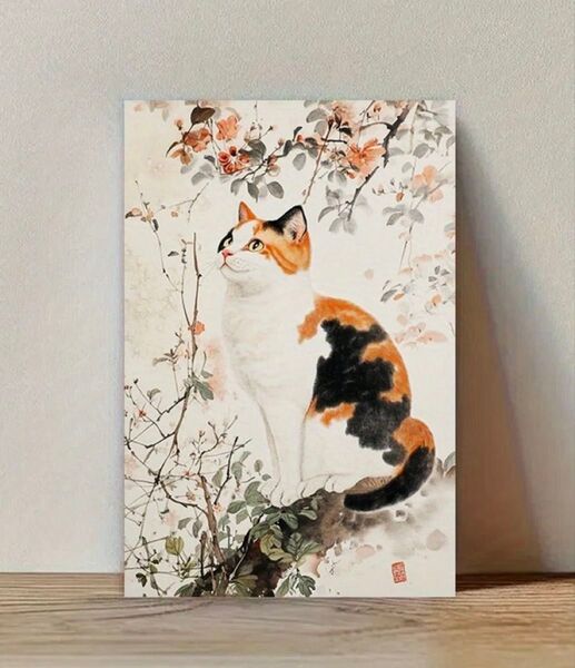 日本風カリコ猫 30×40