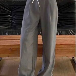 新品 パンツ グレー レイヤード風