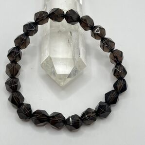 【早い者勝ち】【キラキラ】【色濃】スモーキークォーツカットブレスレット7.5mm