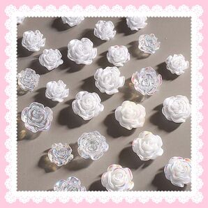 薔薇 バラ ローズ ホワイト 3d ネイルパーツ デコパーツ