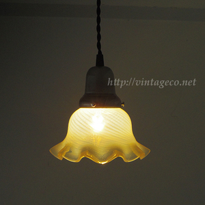  antique opal cent stripe glass shade + iron shade holder attaching sealing with cover pendant light ① A200304