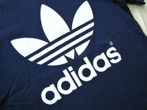 N816＊ adidas originals アディダス オリジナルス サイズO トレフォイル ロゴ 半袖 紺ネイビー Tシャツ　XL_画像3