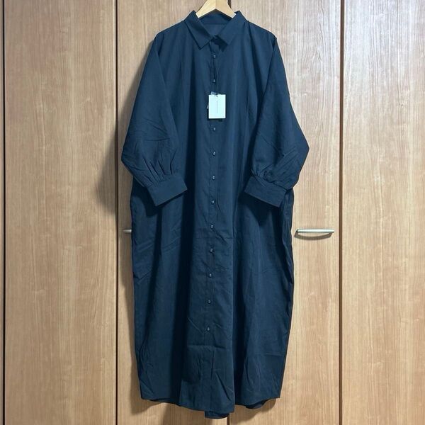 新品 タグ付き antiqua patterntorso ロング シャツ ワンピース ブラックカラー