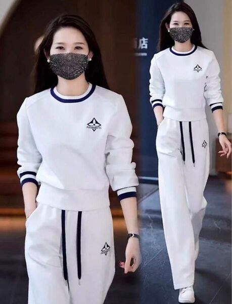 韓国風、レディース長袖春季節、ファッション、おしゃれ女性ジャージ上下セットアップ