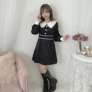 evelyn ジャガード レースワンピース ブラック