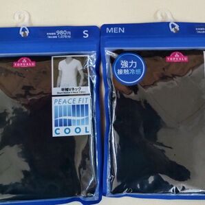 トップバリュ・強力接触冷感・PEACE.FITメンズSサイズ黒色2枚セット。未使用未開封。レディースならM.Lサイズ。