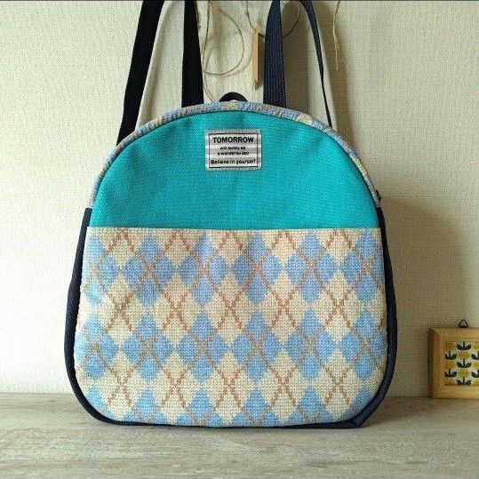 【お値下げ】リュック ブルー系 ハンドメイド