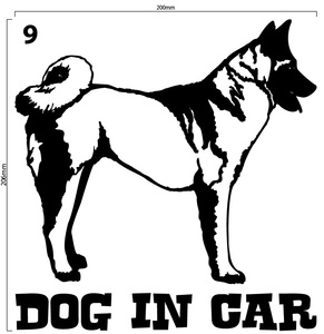 自作カッティングステッカー DOG IN CAR / ドッグインカー パターン 9 206×200mm ネコポス対応可 ステッカー 商品同梱可 新品[S-206]