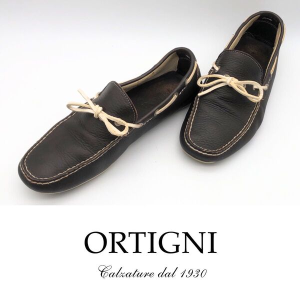 ORTIGNI オルティーニ ダークブラウン スリップオン ドライビングシューズ イタリア製 メンズ USED ITALY 41