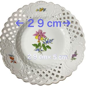 □29cm×5cm□透かし柄◇二つ花・三つ窓小花◇金縁□Meissen□