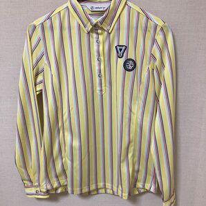 美品 and per se アンパスィ 長袖ゴルフシャツ M レディースゴルフウェア ストレッチ ブラック&ホワイト