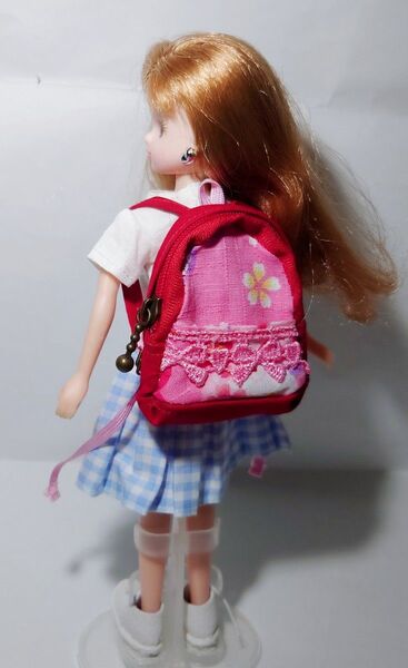 【No.66】リュック(レッド×ピンク) リカちゃん ドール用 キーホルダー