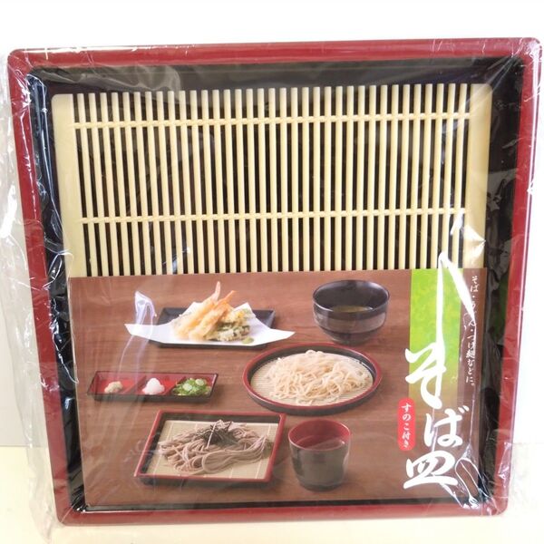 そば皿 角 すのこ付き そば うどん そうめん 漆黒 プラスチック製