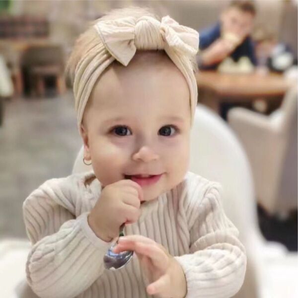 ベビー ヘアバンド ソフト くすみ ⑥アイボリーリボン 可愛い ヘアゴム 赤ちゃん
