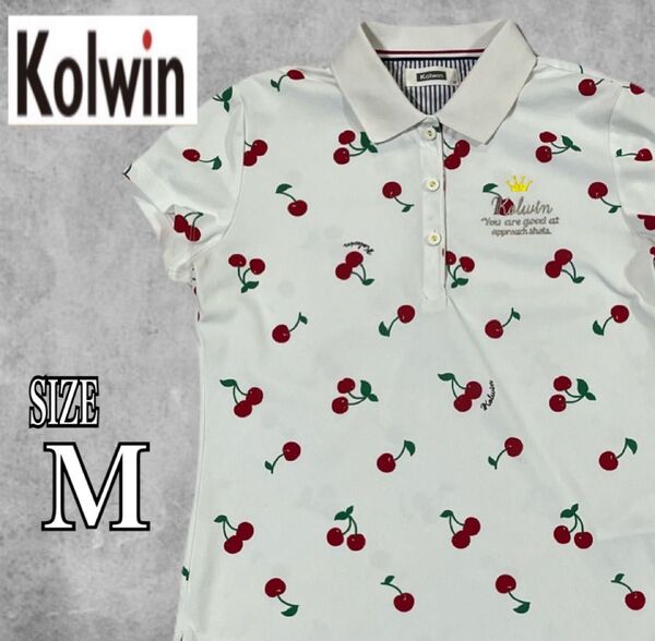 Kolwin コルウィン レディース ゴルフ チェリー柄 半袖 ポロシャツ M