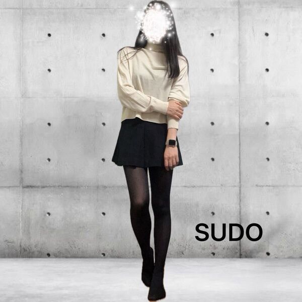 812【SUDO】70'昭和レトロ スラックススカート ミニ (ブラック)