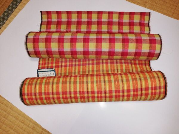 着物 反物2点 紬・縞ウールきもの 趣味のきもの 和裁 格子柄 チェック柄 生地