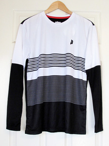 新品タグ付　入手困難　Prince Uni (プリンス) ロングスリーブシャツ WU6004 テニスウェア LL ブラック(165)　 デットストック