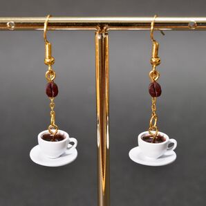 コーヒーカップ フックピアス 珈琲 コーヒー豆 おしゃれ ピアス ミニチュア