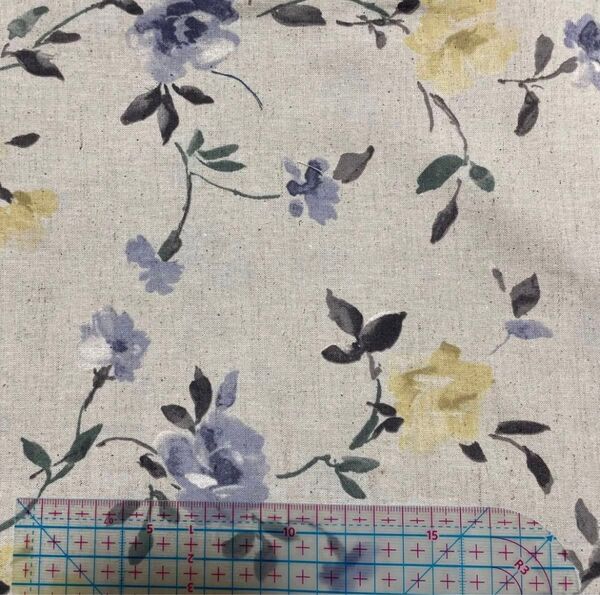 ラスト★YUWA×鎌倉SWANY コットンリネンシーチング 花柄 グレー 110×100 欠けあり 綿麻